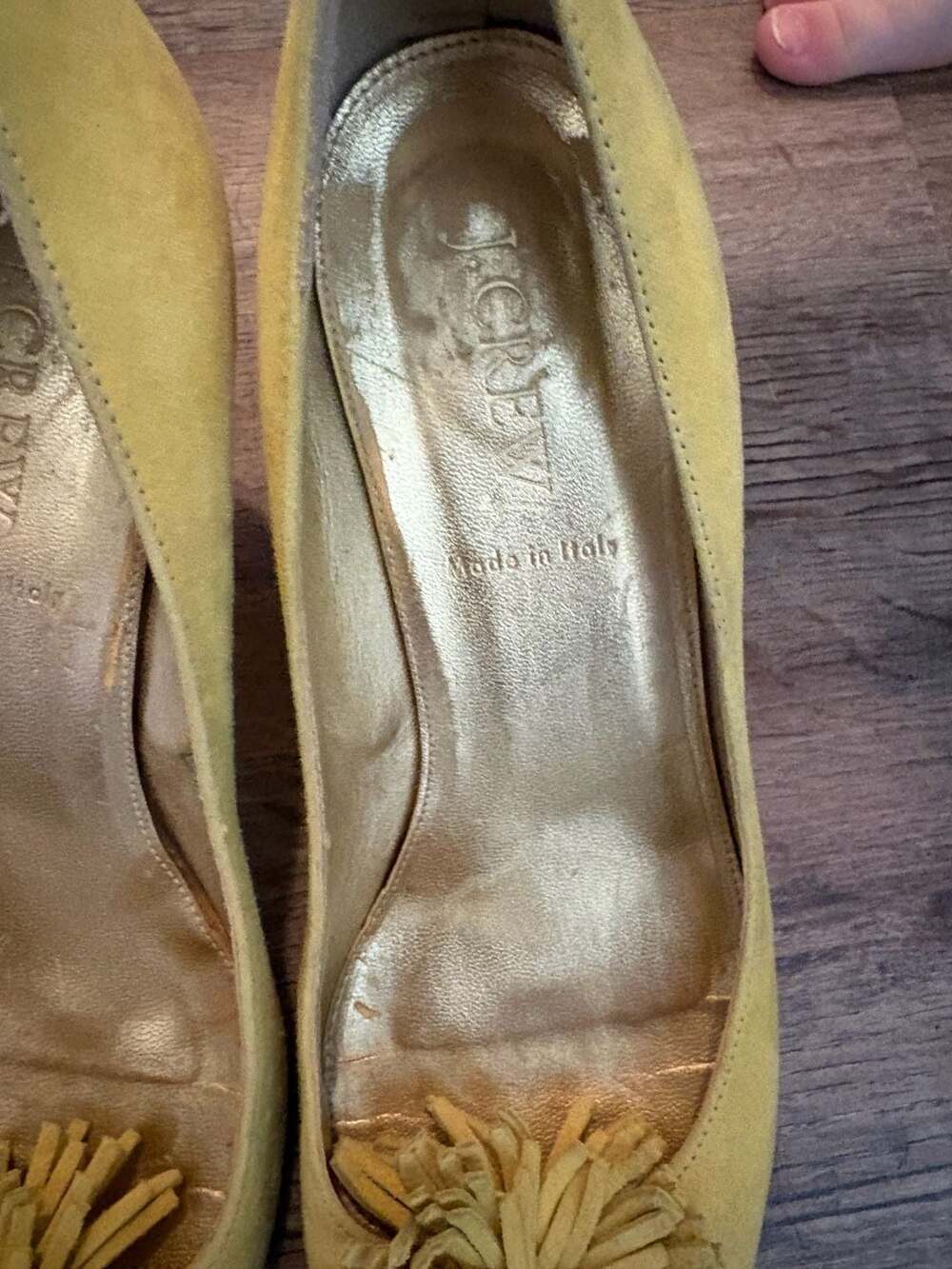 J.Crew Yellow Suede Pom-Pom Pumps Size 7 - Picture 3 of 10